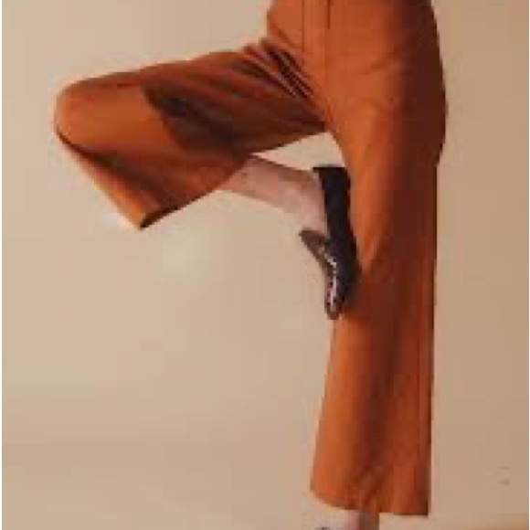 LYKKE WULLF Anthropologie| Sandi Cropped Wide Leg Pants In Rust Sz M - Picture 3 of 14
